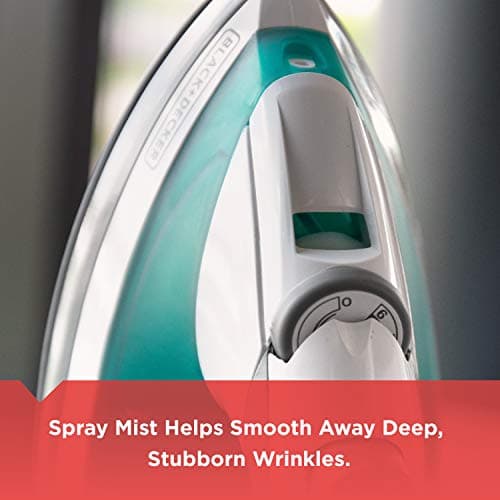 Black+Decker Lightweight Steam Iron for Clothing, Smart Steam Techology, Anti-Drip, Teal, 1200W, IR0820C — view 5