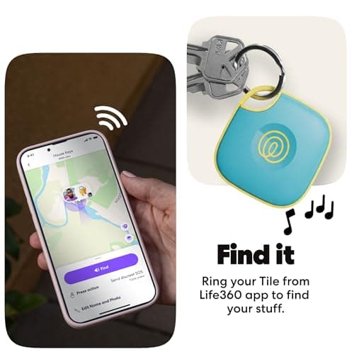 Life360 Tile - Bluetooth Tracker, Keys Finder and Item Locator for Keys, Bags and More. Phone Finder. Both iOS and Android Compatible. 1-Pack (Aqua Lemon) — view 3