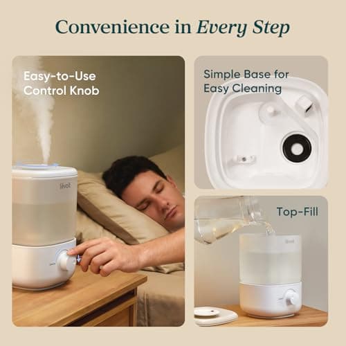 LEVOIT Top Fill Humidifiers for Bedroom, 2.5L Tank for Large Room, 28dB — view 4
