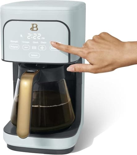 B - 12-Cup Programmable Coffee Maker with Touch Controls, Auto Brew Timer, Reusable Filter, Large Glass Carafe, Countertop Coffee Machine (Hydrangea) — view 7