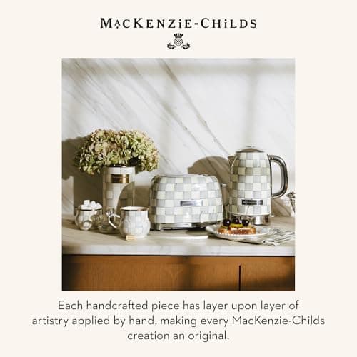 MACKENZIE-CHILDS Coffee French Press, Gray-and-White Sterling Check — view 5