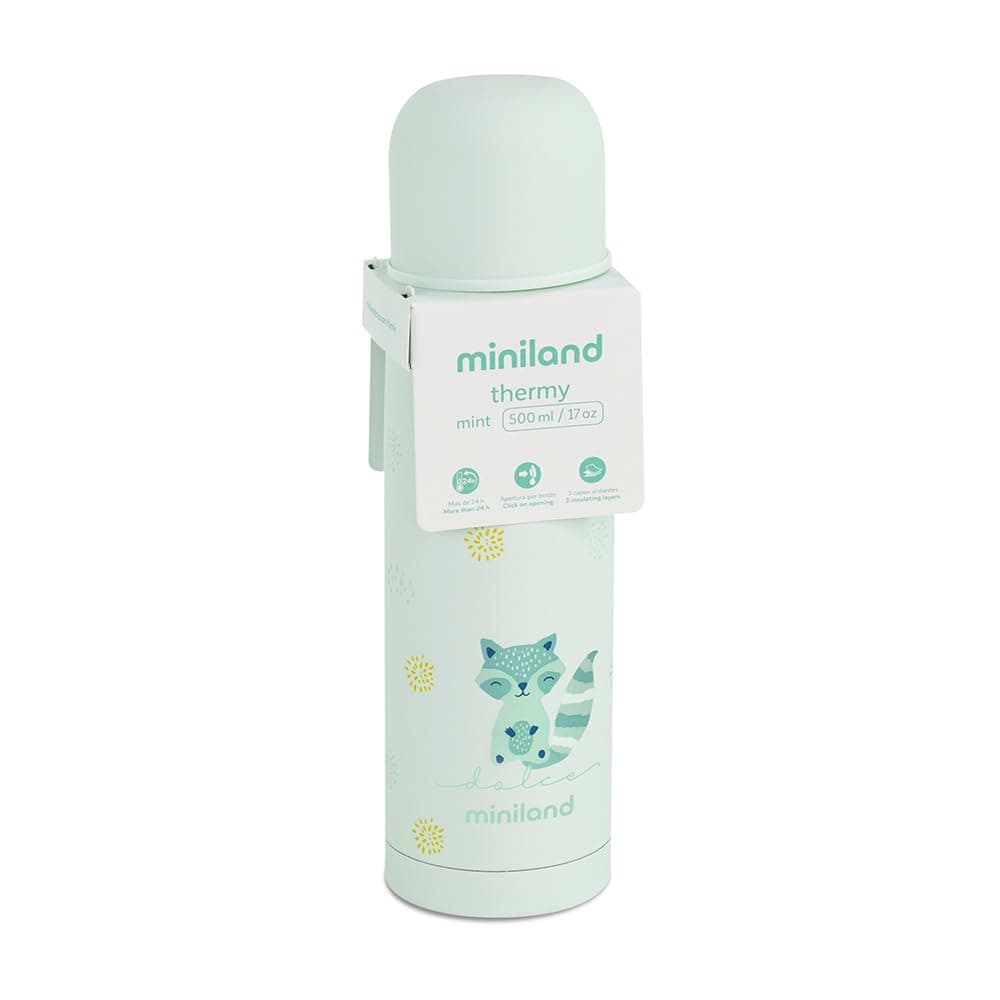 Miniland Termo Bebé para Líquidos 500 ml de Acero Inoxidable, Mantiene Temperatura más de 24h Frío y Calor, Cierre Hermético y Sistema Antigoteo | Mint — view 5