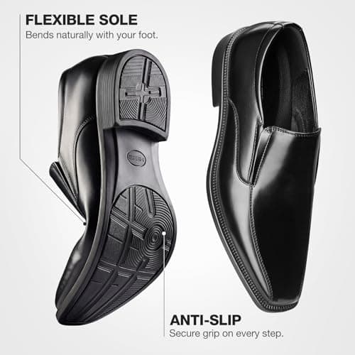 HEEZ Men's Black Dress Shoes, Slip On Loafers Dress Shoes for Men Comfortable, Non Slip Formal Shoes for Business Wedding Church — view 3