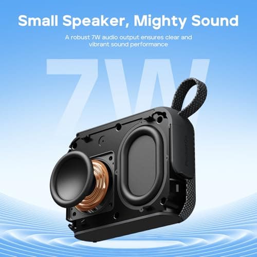 Tribit PocketGo Bluetooth Shower Speaker, IP68 Waterproof/Dustproof, Portable Speaker with 20H Playtime, Wireless, BT6.0, Supports TF Card, Electronics for Travel/Outdoors/Home (Blue)