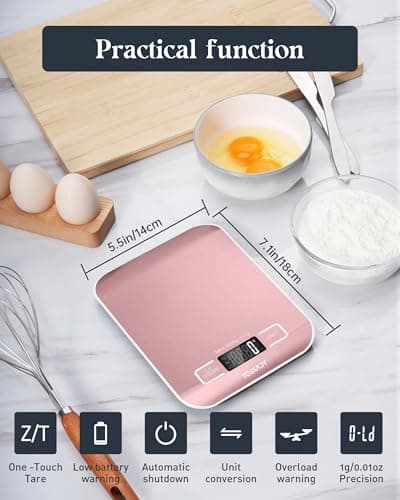 Tcsxady Food Scale, 11lb Digital Kitchen Scale with 6 Units LCD Display and Tare Function,Compact Design for Baking,Healthy Cooking,Meal Prep, 304 Stainless Steel — view 4