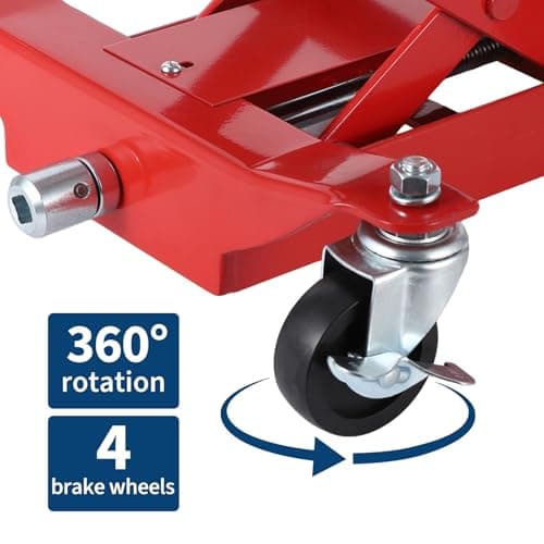 Garvee Transmission Jack 450 LBS Capacity: Low Profile Lift with 2M Safety Straps & 4 Brake Wheels, 7-23 Inch Range for Car & Truck Repair (Red) — view 2