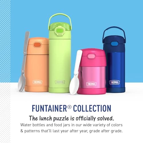 THERMOS FUNTAINER Water Bottle with Straw - 12 Ounce - Kids Stainless Steel Vacuum Insulated Water Bottle with Lid, Blue/Green — view 5