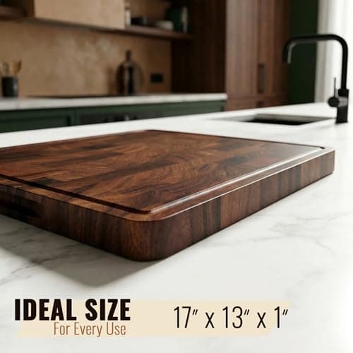 Babilonia Walnut Cutting Board, Professional and Heavy Duty Non Toxic Wood Chopping Board, Wooden Charcuterie Boards & Butcher Block with Handles (Oil Bottle Included) — view 4