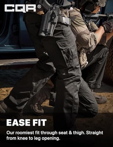 CQR Men's Tactical Pants, Water Resistant Ripstop Cargo Pants, Lightweight EDC Work Hiking Pants, Outdoor Apparel, Duratex Mag Pocket Black, 32W x 32L — view 5
