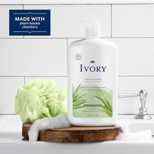Ivory Gentle Body Wash, Designed for the Whole Family, Free of Dyes Heavy Perfumes Parabens Phthalates & Silicones, Aloe Scent, 35 oz — view 3