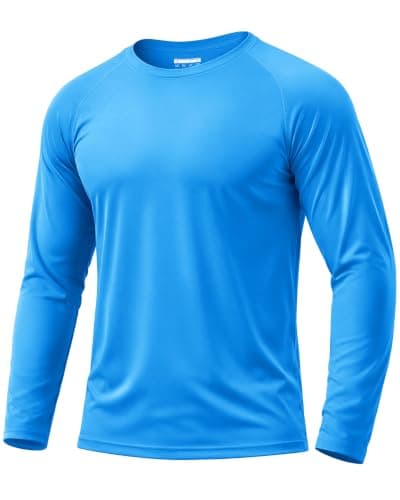 Boladeci Mens Fishing Shirts Long Sleeve Swim Tops UPF 50+ UV Protection SPF Sun Shirts Sunscreen Clothing Summer Rash Guard T-Shirts Azure Blue XS