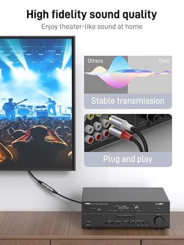 KAYQINHO RCA Y Adapter Splitter Cable, RCA Y Splitter 1 Female to 2 Male, 20cm Short Stereo Audio Y Cable for Amplifier, Subwoofer, Home Theater, DVD, TV, Speaker. — view 4