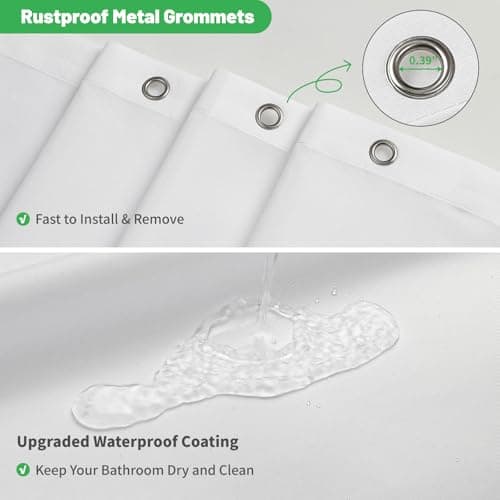 eachope Stall Waterproof Fabric Shower Curtain Liner with 3 Heavy-Duty Magnets - Washable Cloth Shower Liner with Rustproof Grommets,White Hotel Quality Lightweight Shower Curtain,54x78 inches — view 3
