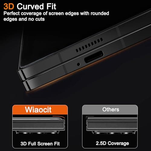 Wiaocit 3 Pack Privacy Screen Protector for Samsung Galaxy Z Fold 8 Ultra/Z Fold 7 with 3 Pack Camera Lens Protector, 9H Hardness, Tempered Glass, Bubble Free, Case Friendly — view 4