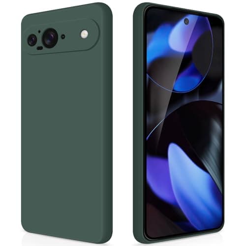 GiiYoon Silicone Case Compatible with Google Pixel 9, Full Body Silky Soft Touch Phone Case with Camera Protection, Shockproof Cover with Microfiber Lining, Green