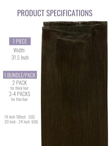 Fshine Genius Weft Extensions Human Hair 24 Inch Medium Brown Wefts Human Hair Extensions 60 Grams Sew in Human Hair Weft Real Hair Extensions One Piece