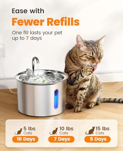 oneisall 2L Stainless Steel Cat Water Fountain, PWF 001 — view 2