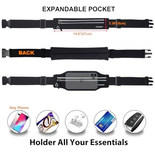 Slim Running Belt Fanny Pack for Men Women, Running Phone Holder Runners Pouch Waist Pack for Workout, Money Belt, Running Gear Accessories [Fits ALL Phones] — view 2