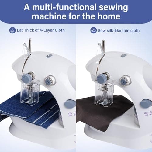 Sewing Machine for Beginners with Expansion Table and Foot Pedal and42Pcs Sewing kit Finger Guard & Light Mini Small Portable SewingMachines 2-Thread 2-Speed 2-Switches — view 2
