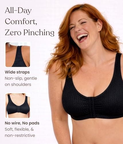 Carole Martin Full-Freedom Comfort Bra Wireless Front Closure Style 7218 - Black 42 — view 3