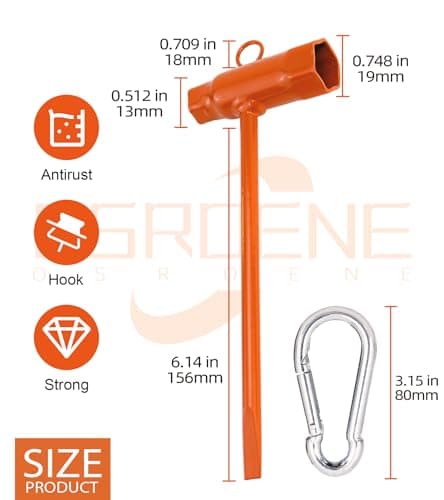 OSROENE Chainsaw Wrench, 3 Pack Orange Chainsaw Tool Chain Saw Scrench with Hook, 13 by 19mm 1/2x3/4 T Wrench Spanner Tool (3, Orange) — view 2