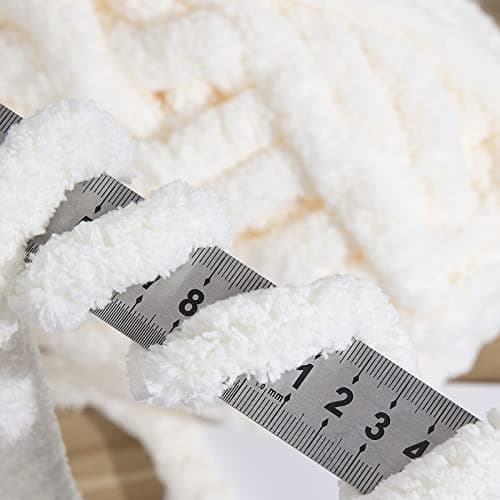 HOMBYS White Chunky Chenille Yarn for Crocheting, Bulky Thick Fluffy Yarn for Knitting, Super Bulky Chunky Yarn for Hand Knitting Blanket, Soft Plush Yarn, 8 Jumbo Pack (27 yds,8 oz Each Skein) — view 4