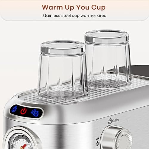 ANYCOLD Espresso Machine with Milk Frother, 20 Bar Stainless Steel Coffee Machine, Espresso Maker with 34oz Removable Water Tank for Home, Office, Women or Men — view 2