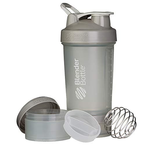 BlenderBottle ProStak System with 22-Ounce Bottle and Twist n' Lock Storage, Pebble Grey