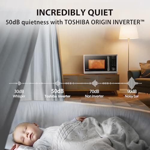 TOSHIBA 6-in-1 Inverter Countertop Microwave Oven Healthy Air Fryer Combo, MASTER Series, Air Fryer, Broil, Convection, Speedy Combi, Even Defrost, Sound On/Off 27 Auto Menu Stainless Steel — view 4
