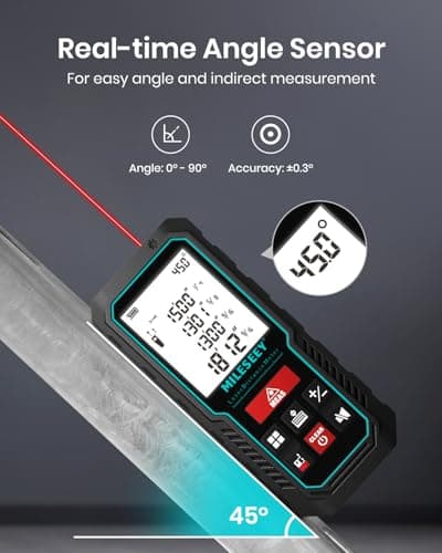 229Ft Laser Measure Device, Mileseey Digital Laser Tape Measure with Upgraded Electronic Angle Sensor, ±2mm Accuracy, Area Measurement,Volume and Pythagoras, Backlit LCD,Mute, Battery Included — view 3