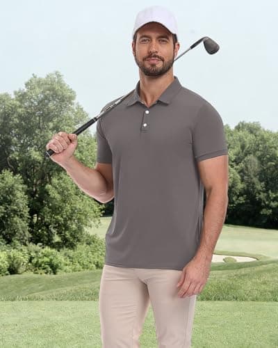 KUYIGO 3 Pack Mens Polo Shirts Quick Dry Moisture Wicking Golf Shirt,M — view 2