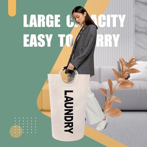 Caroeas 90L Laundry Basket (13 Colors), Waterproof Laundry Hamper, Laundry Bag with Padded Handles, Clothes Hamper Stands Up Well, Collapsible Laundry Basket Easy Storage — view 2