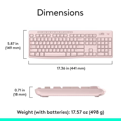 Logitech MK270 Wireless Keyboard and Mouse Combo for Windows, 2.4 GHz Wireless, Compact Mouse, 8 Multimedia and Shortcut Keys, 2-Year Battery Life, for PC, Laptop - Rose — view 6