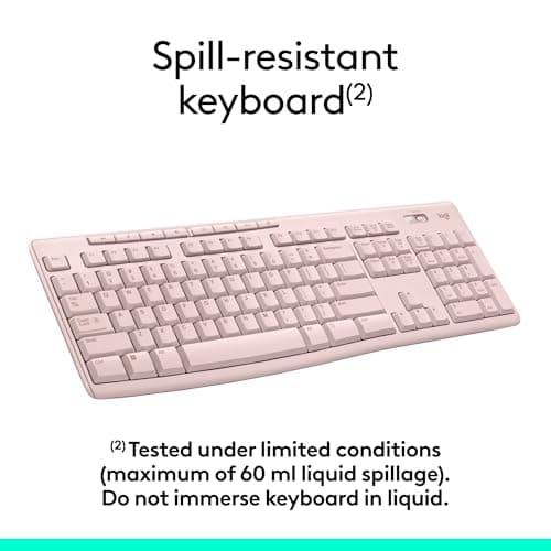 Logitech MK270 Wireless Keyboard and Mouse Combo for Windows, 2.4 GHz Wireless, Compact Mouse, 8 Multimedia and Shortcut Keys, 2-Year Battery Life, for PC, Laptop - Rose — view 3