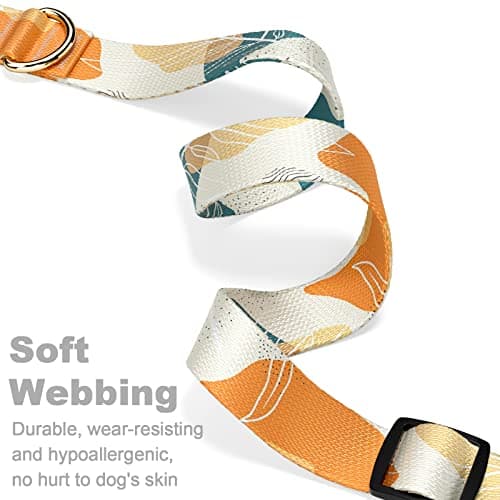 Rnivvi Dog Collar, Personalized Adjustable Dog Collar for Large Dogs, Cute Boho Puppy Collar for Boy and Girl Dogs, Soft Pet Collars with Quick Release Buckle for Walking Running, Abstract Leaves — view 2