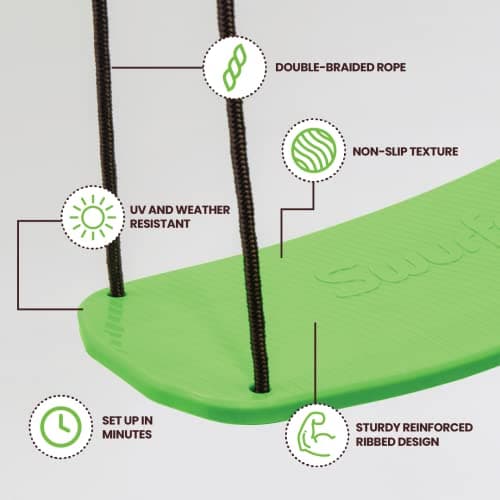 Swurfer Kick Stand Up Surfing Tree Swing Outdoor Swings for Kids Up to 200 Lbs - Hang from Up to 10 Feet High - Includes 24" SwingBoard, UV Resistant Rope, & Handles — view 4