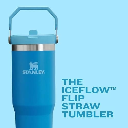 STANLEY IceFlow 2.0 Flip Straw Tumbler with Handle 30 oz | Twist On Lid and Flip Up Straw | Leak Resistant Water Bottle | Insulated Stainless Steel | BPA-Free | Dew Drop — view 3