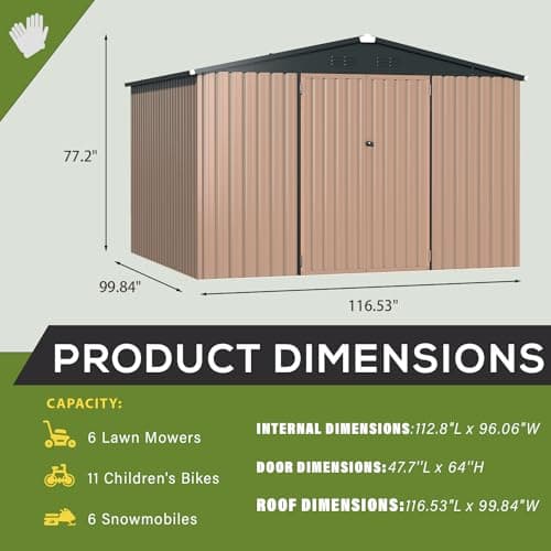 U-MAX 8' x 10' Metal Storage Shed for Outdoor, Yard Steel Shed with Design of Lockable Doors, Utility and Tool Storage for Patio, Garden, Backyard, Outside use — view 2
