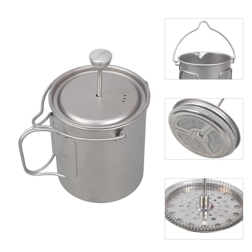 QINKYH Functional Metal French Presses Coffee Maker Portable 3 Layer Filter Systems For Outdoors Camping And Travels — view 4