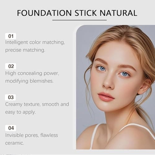 2 in 1 Korean Color Changing Foundation Stick with Brush, Cover Cream Stick Foundation, Medium to Full Coverage Dewy Finish Base Makeup, Moisturizing Makeup, for All Skin Types (Natural) — view 2