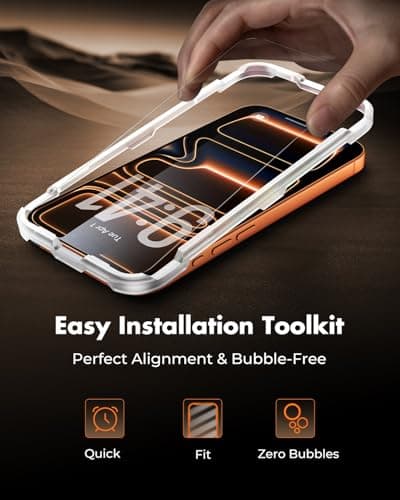 UNBREAKcable 3-Pack Screen Protector for iPhone 17 Pro Max, Double Shatterproof Tempered Glass [Easy Installation Frame] [9H Hardness] [99.99% HD Clear] [Case Friendly] for iPhone 6.9 inch — view 2