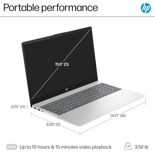 HP 15.6" Touchscreen Laptop, 64GB RAM 2.5TB Storage (2TB SSD+512GB Docking Station Set), 6-Cores Intel Core i3, Windows 11, PLUSERA Earphones, Silver — view 4
