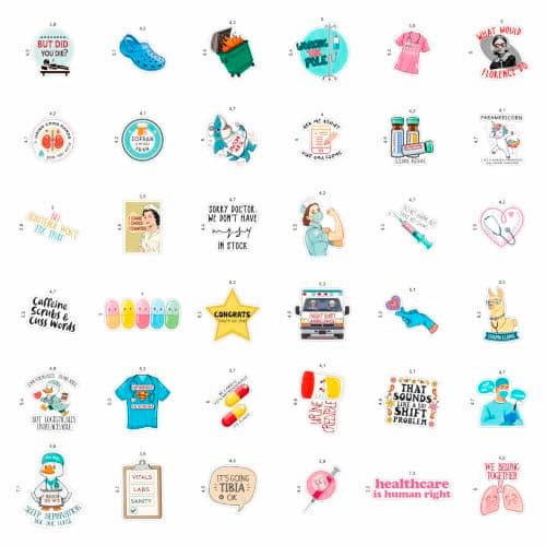 100Pcs Funny Healthcare Stickers and Decals for Water Bottle, Laptop - Funny Healthcare Gifts, Party Supplies & Dacorations - Medical, Nurse, Doctor Stickers Waterproof - Gift for Women & Men — view 3