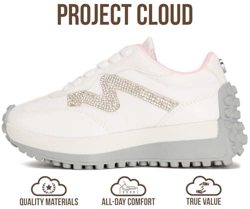 Project Cloud Kid Shoes for Girls - Girls Sneakers with Breathable Upper, Lightweight Design, Memory Foam Insole & Non-Slip Outsole (Lecco_K,WHITCOMBO,4) — view 3