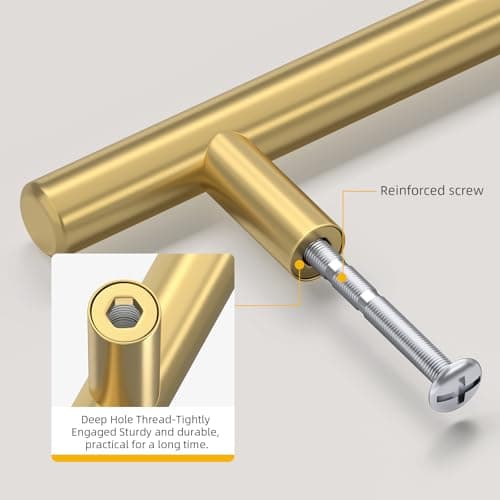 goldenwarm 5 Pack Gold Cabinet Pulls Cupboard Door Handles Brushed Brass Cabinet Pulls 3" Drawer Pulls Kitchen Cabinet Hardware Dresser Drawer Pulls Kitchen Cupboard Handles — view 4