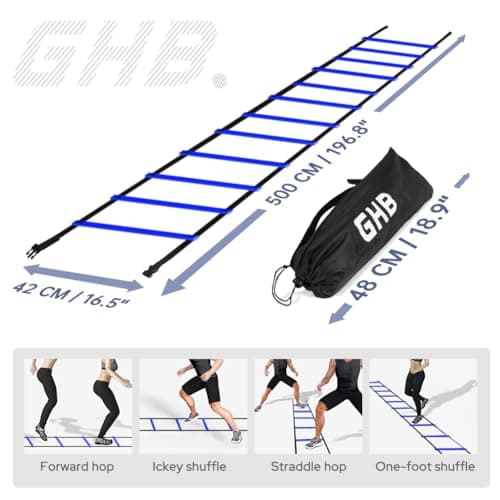GHB Pro Agility Ladder Agility Training Ladder Speed 12 Rung 20ft with Carrying Bag — view 5