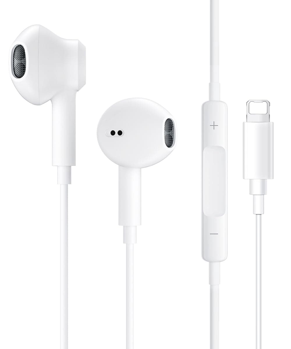 Cascos iPhone Cable,Auriculares para iPhone,Cascos con Cable con Aislamiento de Ruido Soporte Control de Volumen de Llamadas,Compatible con iPhone 13/12/11 Soporta Todo el Sistema i0S