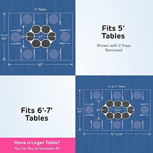 The Lazy Susan Revolution - Full Set - Dark Gray - The First Patented Lazy Susan Turntable Expandable for Rectangular & Oblong Tables - Kitchen & Dining Tables - Great Gift! Parties & Gatherings. — view 5