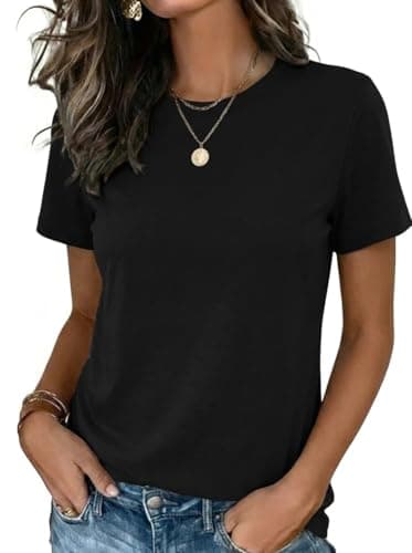 Zeagoo Womens Tops Short Sleeve Tshirts Crewneck Basic Summer Outfit Casual Plain Shirts Lasies Tee Shirts Black