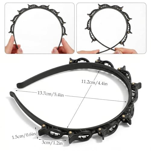 Hpmjz 4 Pcs Headband with Clips Bangs Hairstyle Hairpin Headband Professional Weave Bangs Hairstyle Halloween Hairpin Clip Headbands Fashion Bang Clip Toothed Headbands Braid Tool for Women Christmas